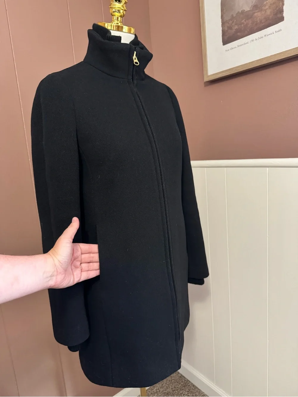 J. Crew Women’s Black Italian Wool Blend Lodge Coat - Picture 8 of 15